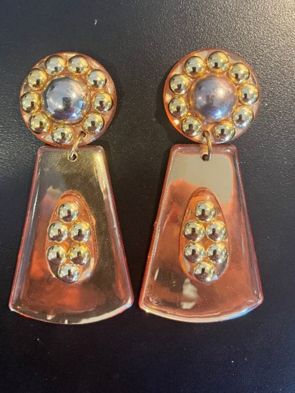 Rare Fun Retro 3-1/2-Inch-Long Lucite/Resin Clip Earrings